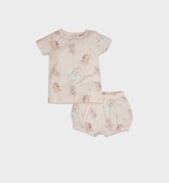 Снимка на DEFACTO Baby Girl Dinosaur Printed Short Sleeve Cotton 2-Piece Pajama Set