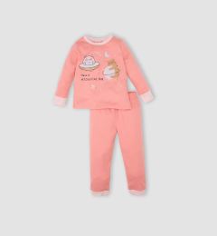 Снимка на DEFACTO Baby Girl Pajama Set Crew Neck Printed Long Sleeve Top Elastic Waist Bottom