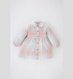 Снимка на DEFACTO Baby Girl Plaid Patterned Long Sleeve Buttoned Flannel Dress