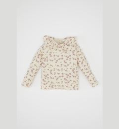 Снимка на DEFACTO Baby Girl Ruffle Collar Floral Waffle Long Sleeve T-Shirt