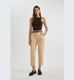 Снимка на DEFACTO Baggy Fit Gabardine Belted Trousers High Waist Short Leg