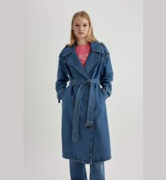 Снимка на DEFACTO Belted Long Jean Jacket