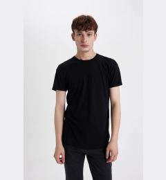 Снимка на DEFACTO Black Long Muscle Fit Crew Neck Basic Plain Short Sleeve T-Shirt