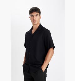 Снимка на DEFACTO Black Relax Fit Polo Collar Crinkle Short Sleeve Shirt