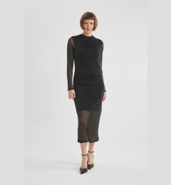 Снимка на DEFACTO Bodycon Bodycon Basic Plain Half Turtleneck Long Sleeve Tulle Midi Dress