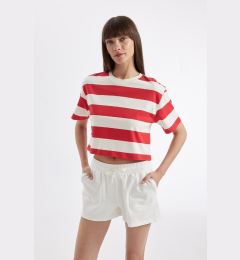 Снимка на DEFACTO Boxy Fit Crew Neck Striped Basic Short Sleeve T-Shirt