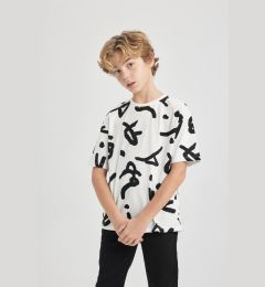 Снимка на DEFACTO Boy Oversize Wide Pattern Crew Neck Patterned Short Sleeve T-Shirt