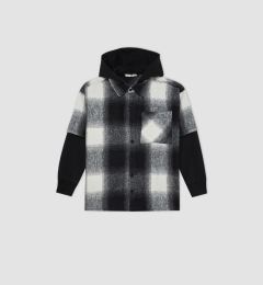 Снимка на DEFACTO Boy Oversize Wide Pattern Hooded Flannel Long Sleeve Shirt