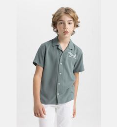 Снимка на DEFACTO Boy Oversize Wide Pattern Polo Collar Viscose Short Sleeve Shirt