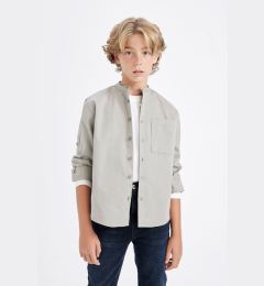 Снимка на DEFACTO Boy Oversize Wide Pattern Stand Collar Twill Long Sleeve Shirt