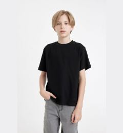 Снимка на DEFACTO Boy Regular Fit Crew Neck Short Sleeve Basic Black T-Shirt