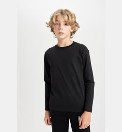 Снимка на DEFACTO Boy Regular Fit Seasonal Basic Crew Neck Long Sleeve Cotton Black T-Shirt