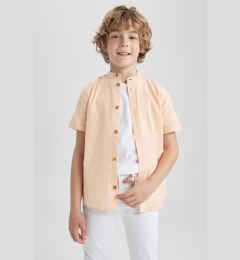 Снимка на DEFACTO Boy Straight Collar Linen Look Short Sleeve Shirt