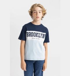 Снимка на DEFACTO Boy's Crew Neck Color Block Printed Short Sleeve T-Shirt