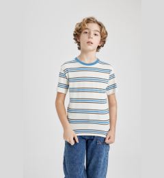 Снимка на DEFACTO Boys' Crew Neck Striped Short Sleeve T-Shirt