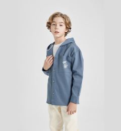 Снимка на DEFACTO Boy's Hooded Gabardine Long Sleeve Shirt