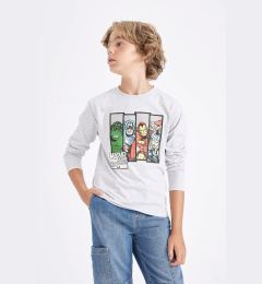 Снимка на DEFACTO Boys Marvel Comics Crew Neck Long Sleeve Gray T-Shirt