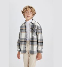 Снимка на DEFACTO Boy's Oversize Fit Checked Flannel Long Sleeve Shirt