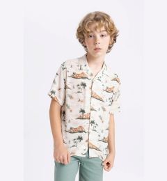 Снимка на DEFACTO Boy's Patterned Polo Neck Viscose Short Sleeve Shirt