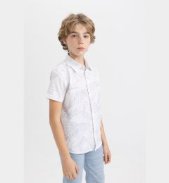 Снимка на DEFACTO Boy's Polo Collar Patterned Linen Look Short Sleeve Shirt