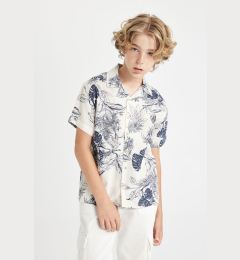 Снимка на DEFACTO Boy's Polo Collar Patterned Viscose Short Sleeve Shirt