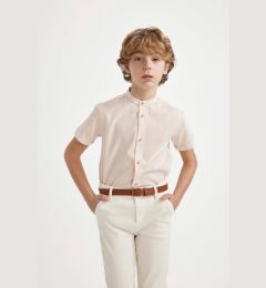 Снимка на DEFACTO Boy's Stand Collar Linen Look Short Sleeve Shirt