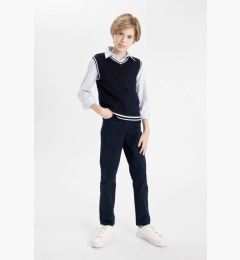 Снимка на DEFACTO Boy's Straight Leg Pocket Navy Blue Gabardine School Trousers