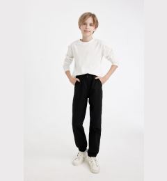 Снимка на DEFACTO Boy's Waist Tie Elastic Leg Pocket Black Jogger Gabardine Trousers