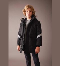 Снимка на DEFACTO Boy's Water Repellent Removable Für Hooded Plush Lining Coat