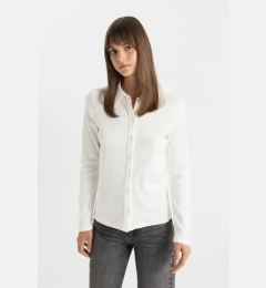 Снимка на DEFACTO Buttoned Basic Plain Ribbed Camisole Long Sleeve Shirt Tunic