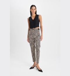 Снимка на DEFACTO Cigarette Satin Trousers Leopard Patterned Regular Waist Elasticated Straight Leg