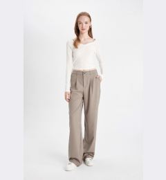 Снимка на DEFACTO Classic Pants Wide Leg Wide Leg Basic Straight Double Pocket High Waist Standard Length