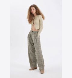 Снимка на DEFACTO Classic Trousers Wide Leg Wide Leg Checkered Double Pocket High Waist Pleated Standard Length