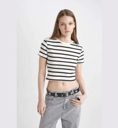 Снимка на DEFACTO Cool Fitted Striped Short Sleeve T-Shirt