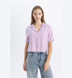 Снимка на DEFACTO Cool Oversize Fit Pajama Collar Short Sleeve Shirt