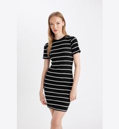 Снимка на DEFACTO Coool Bodycon Crew Neck Striped Ribbed Camisole Short Sleeve Mini Dress