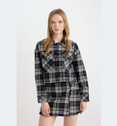 Снимка на DEFACTO Coool Oversize Wide Fit Crop Pocket Thick Flannel Long Sleeve Jacket Shirt