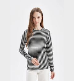 Снимка на DEFACTO Crew Neck Striped Basic Plain Long Sleeve T-Shirt Tunic