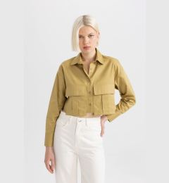 Снимка на DEFACTO Crop Gabardine Long Sleeve Shirt