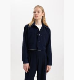 Снимка на DEFACTO Crop Shirt Collar Basic Plain Blazer Jacket