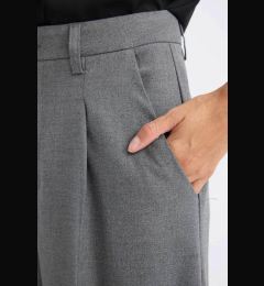 Снимка на DEFACTO Darted Classic Grey Trousers Wide Leg Wide Leg Basic Straight Long Length High Waist Pocket