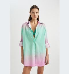 Снимка на DEFACTO Fall In Love Regular Fit Patterned Poplin Beach Shirt