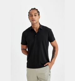 Снимка на DEFACTO Fit Black Standard Fit Regular Cut Polo Collar Short Sleeve Polo Shirt