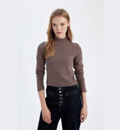 Снимка на DEFACTO Fitted Half Turtleneck Modal Basic Plain Long Sleeve T-Shirt