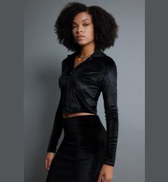 Снимка на DEFACTO Fitted Velvet Long Sleeve Crop Shirt