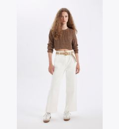 Снимка на DEFACTO Gabardine Trousers Paperbag Pocket High Waist Double Leg Basic Plain Belted