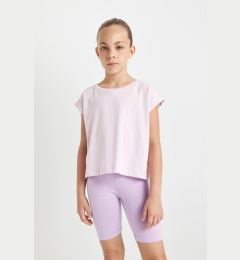 Снимка на DEFACTO Girl Boxy Fit Crew Neck Basic Plain Short Sleeve T-Shirt