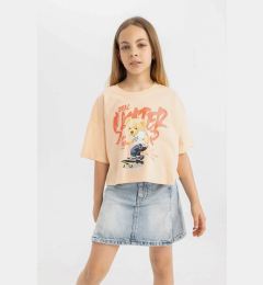 Снимка на DEFACTO Girl Crew Neck Printed Short Sleeve T-Shirt