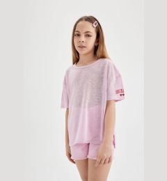 Снимка на DEFACTO Girl Oversize Fit Wide Mold Sleeve Printed Short Sleeve T-Shirt