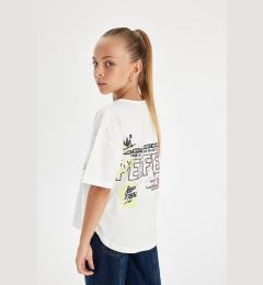 Снимка на DEFACTO Girl Oversize Wide Pattern Crew Neck Back Printed Short Sleeve T-Shirt